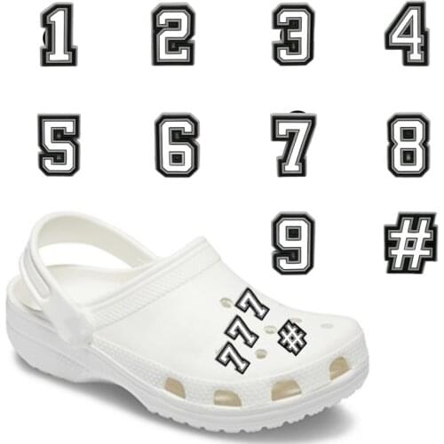 1pcs Free Combination Digital Figure PVC Shoe Charms Accessories Decorations Black & White Numbers Shoe Ornaments Kids Gift