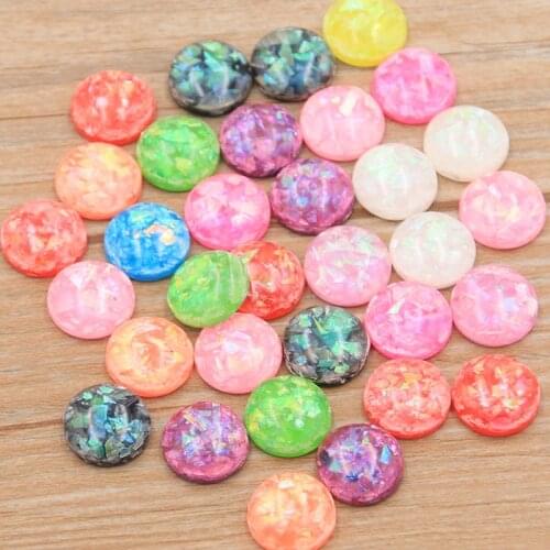 PULCHRITUDE 40pcs 12mm 2020 New Product 11 Colors Natural Ore Style Flat Back Resin Cabochons For Bracelet Earrings Accessories