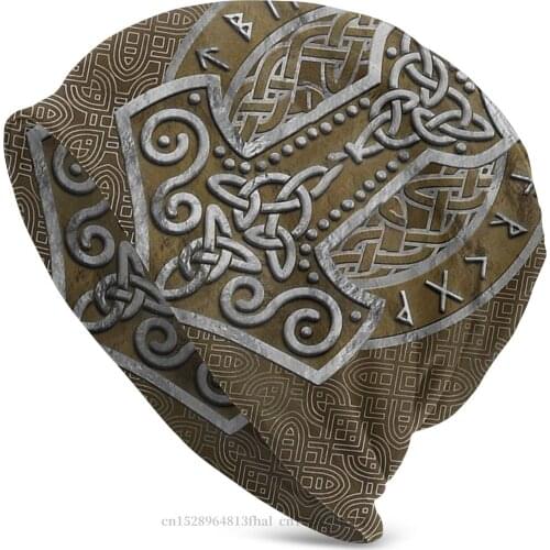 Vikings Ragnar Lothbrok Skullies Beanies Caps Mjolnir The Hammer Knit Hat Winter Warm Bonnet Hats Men Womens Street Ski Cap