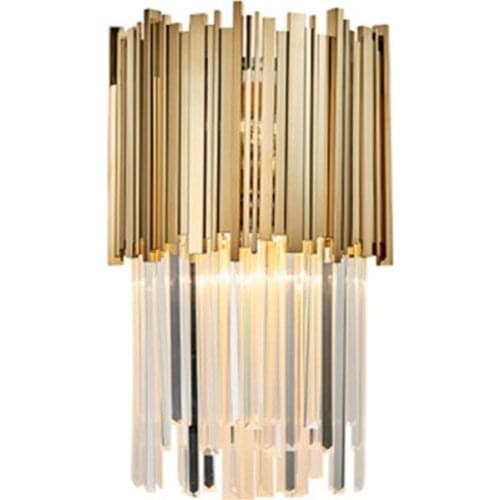 Post Modern Luxury K9 Crystal Lustre Led Wall Lamp Plate Steel Gold Luminaire Wall Scones Indoor Lighting Fixtures Lamparas