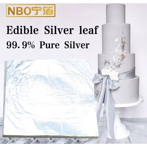 Edible Silver Foil 99.99% Real Silver Leaf 11x11cm for Female Cosmetics Food Cake Decoration Arts and Crafts Paper Edible Sheet