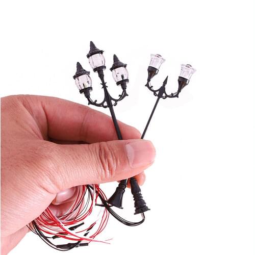 12V Model Street Light Outdoor Both Heads Three heads Yard Light Railway Train Lamp Building Layout 3PCS