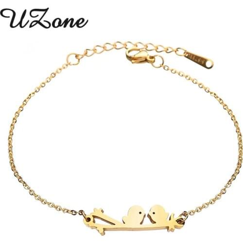 UZone Cute Kiss Lovebirds Bracelets Artisan Charm Bird Peace Dove Bracelet Couple Lover Gifts mujer pulsera