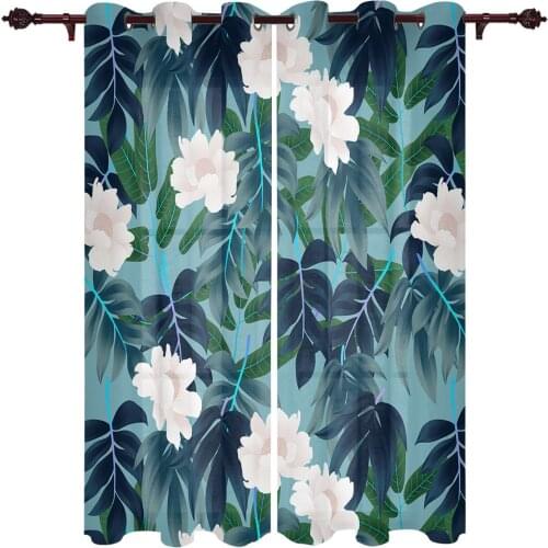 Plant Leaf Garden Flower Window Curtains Kitchen Bedroom Drapes Home Decor Luxury Living Room Backdrop Curtain