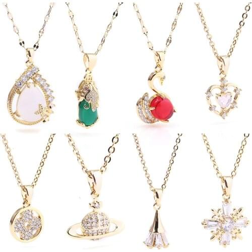 BRACE CODE New Cubic Zirconia Necklace Womens Holiday Wedding Valentines Day Gift Brand Necklace Gift Direct Shipping