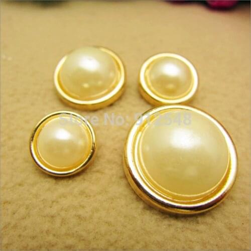 10pcs Pearl Gold button15mm/18mm/22mm/25mm metal button wholesale fashion buttons metal, garment accessories,JR5412