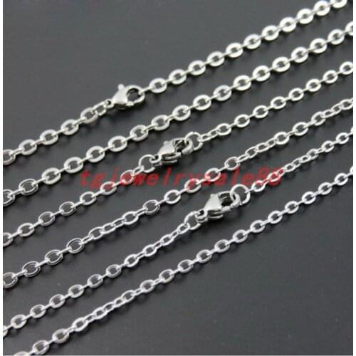 100pcs/lot 1.5/2/2.4/3.2mm Wide Wholesale Bulk Silver Color Stainless Steel Welding Strong Thin Cross Chain Mens DIY Necklace
