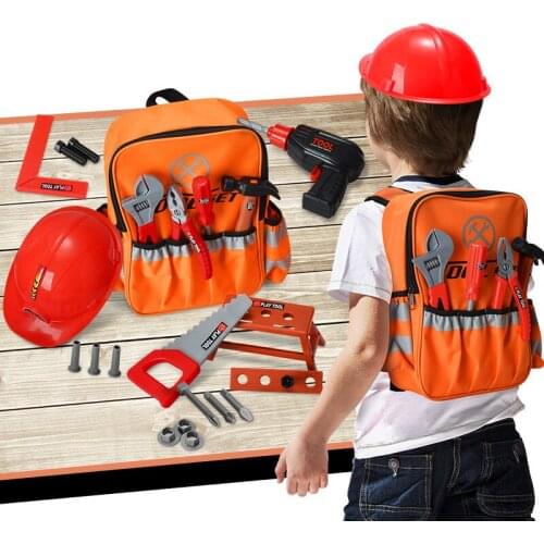 28-49PCS Engineer Simulation Repair Tools For Children Montessori Pretend Toy Electric Drill Screwdriver Tool Kit for Boys Gifts