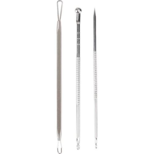 3pcs Blackhead Extractor Tool Set Stainless Acne Needle Pimple Blackhead and Comedone Acne Extractor Facial Pore Cleaning Tool