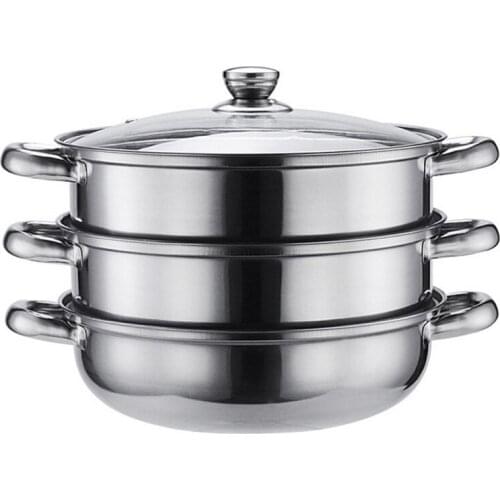 3 Tier Stainless Steel Steamer - Cookware 28cm Saucepan Pot