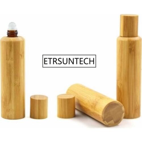 50ml Bamboo Roll On Perfume glass Bottle Eyecream Container With Roller Empty Oil Lotion Cosmetics Bottles F1568