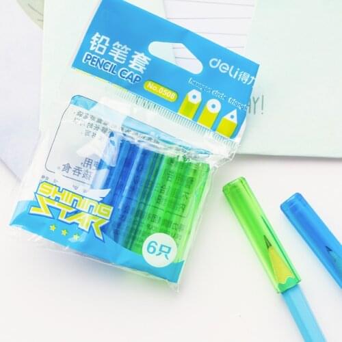 6pcs/lot Pencil Cap Colorful Cute Kawaii Silicone Pencil Protection Cap Pencil Extender Pen Topper Stationery School Supplies
