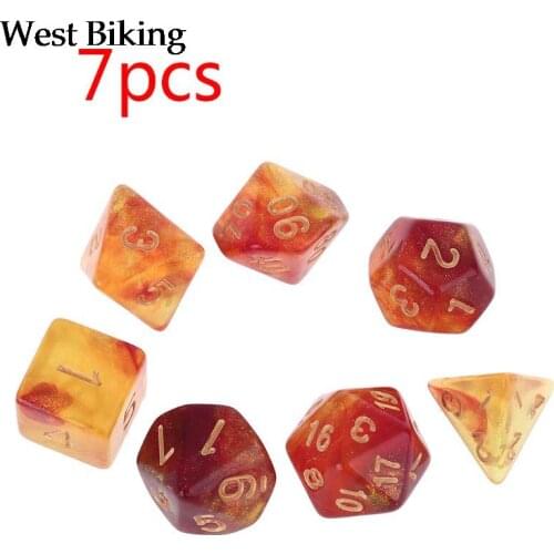 7pcs D20 Polyhedral Dice Glitter Double Colors 20 Sided Dices Table Board Playing Game for Bar Club Party