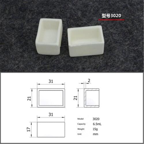 99.5% Square corundum crucible /6.5ml 3020/ Temperature 1600 degrees / Sintered ceramic crucible
