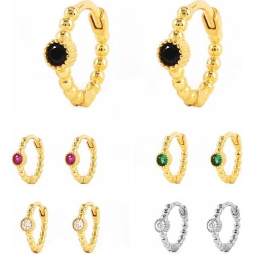 CANNER 925 Sterling Silver Earrings For Women Round Beads Hoop Earrings Ear Piercing Pendientes Mom Gift 2021 Trend Vintage