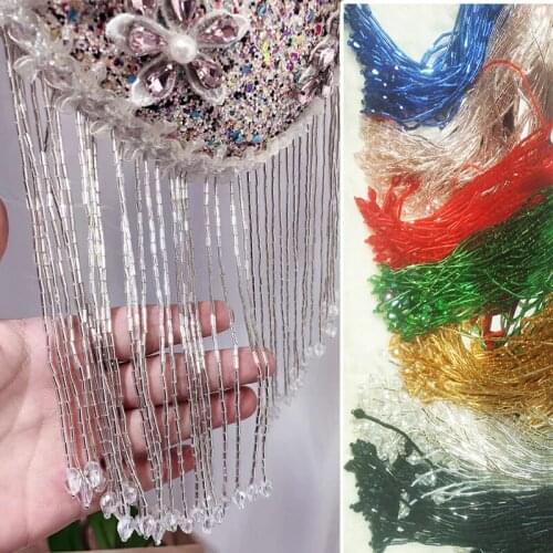 Beads with crystal fringe beads tassels evening dreses beading trim luxury DIY Evening dresses 15cm hand beaded tassels