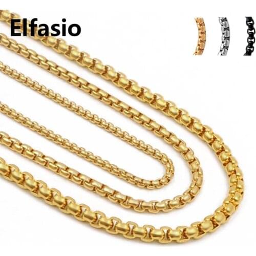 3mm 4mm 5mm Mens Boys Gold Black Silver Tone 316L Stainless Steel Box Chain Necklace Jewelry 16"~36"