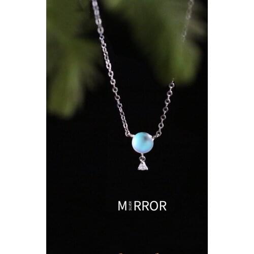 S925 Sterling Silver Necklace With Firefly Luminous Clavicle Chain For Female Matte Round Beads Simple Gift For Women Gifts