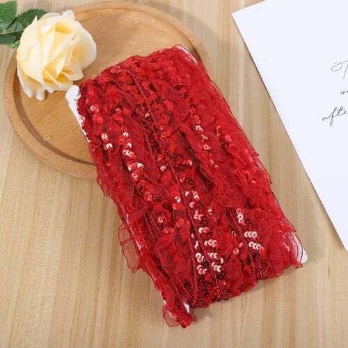 Colorful Cloth Fungus Sequins Elastic Lace For DIY Net Yarn Curtain/Sofa Decoration Accessory,Clothes Decorated Material 2.5CM