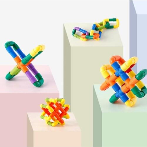 Children Parent-Child Construction Pipeline Color Plastic Building Blocks Boys Girls DIY Puzzle Plug Tunnel Assembly Toys Gifts