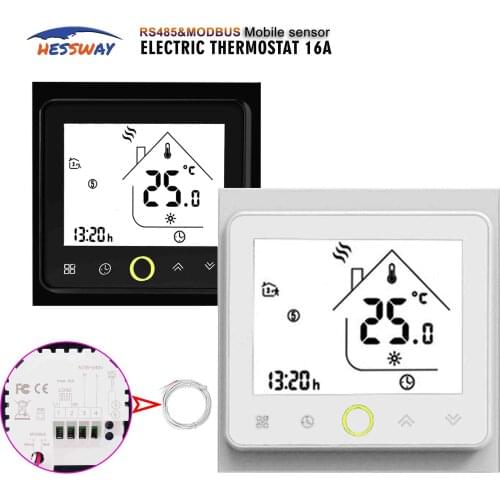 Weekly programmable underfloor heating thermostat rs485&modbus Remotely control 4kw 16A dual sensor