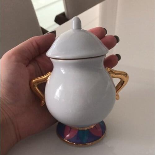 Hot sale Cartoon Beauty And The Beast Tea Set Mrs Potts Teapot Chip Cup Sugar Bowl Pot Set Coffee Kettle Birthday Xmas Gift