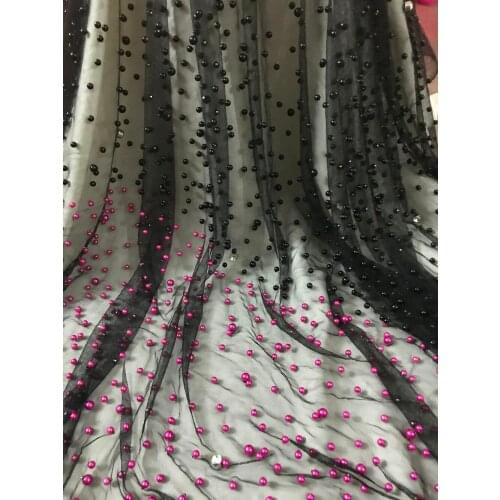 French net lace with beads top quality ZH-6649 for wedding dress Newest embroidered lace fabric