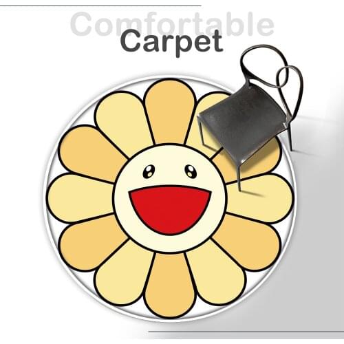 Hot Sale Sunflower Mat Round Rug NonSlip Flannel Carpet Non-slip Bath Mat Soft Fluffy Living Room Bedroom Decorative Carpet 2022