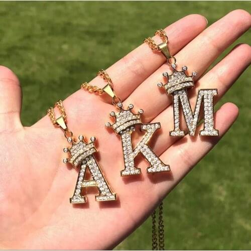 Personalized Initial Necklace A-Z Letter Ice Out Necklace Customized HipHop Pendant Necklaces Punk Style Jewelry For Women Gifts