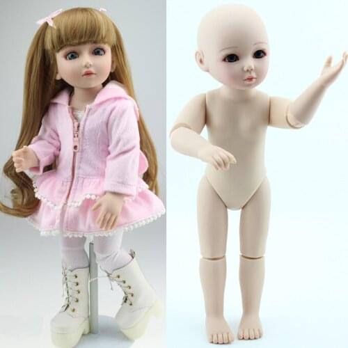 18" 45cm hard body BJD SD brown hair blue or brown eyes baby doll lifelike ball joint doll for baby girls