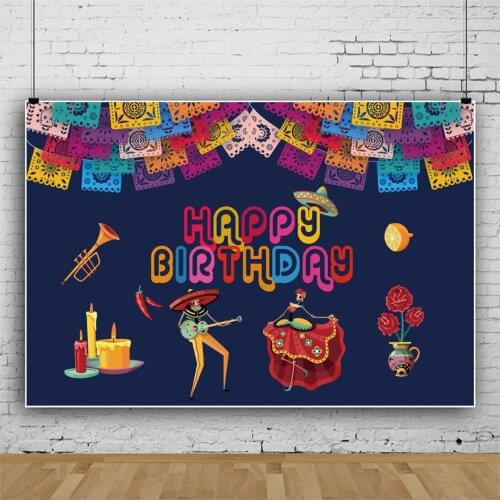 Laeacco Day Of The Dead Mexican Festivals Flags Birthday Party Skeleton Dancing Poster Banner Photo Background Photo Backdrops