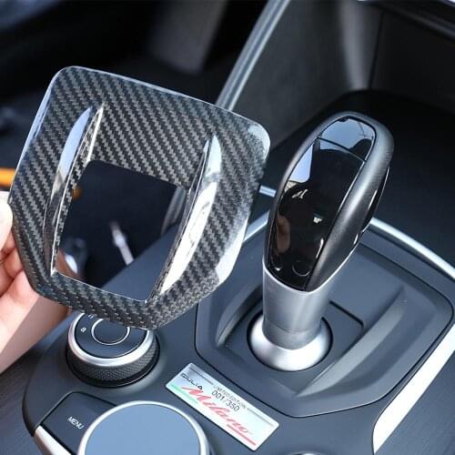 Real Carbon Fiber Sticker Car Center Console Gear Shift Panel Cover Trim Small for Alfa Romeo Giulia 2017-18 Models Accessories