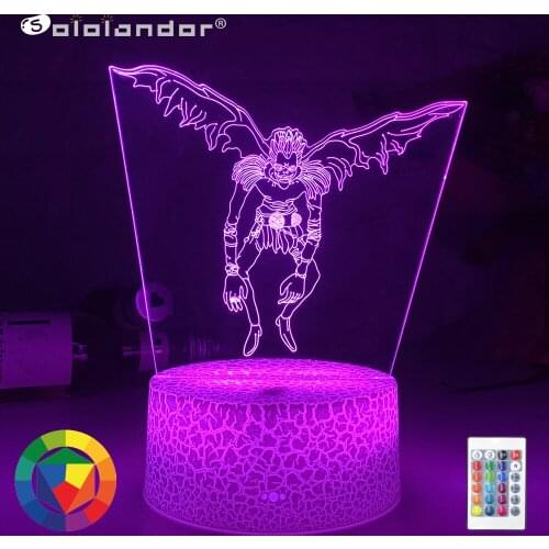 Death Note Kids Night Light Led Color Changing Nightlight for Room Decoration Japanese Manga Gifts 3d Illusion Lamp Ryuk Figure
