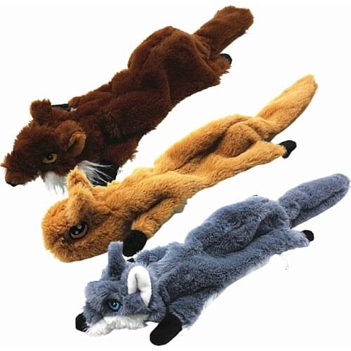 New Cute Plush Toys Squeak Pet Wolf Rabbit Animal Plush Toy Dog Chew Squeaky Whistling Involved Squirrel Dog Toys