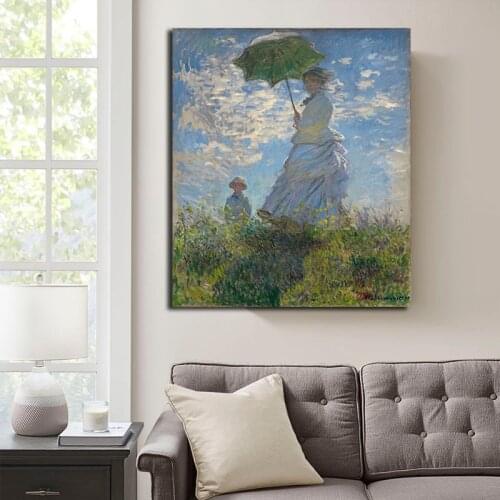 Claude Monet Woman with a Parasol Poster Painting Home Decor Living Room Cuadros Wall Art Pictures Painting Artwork Decoration