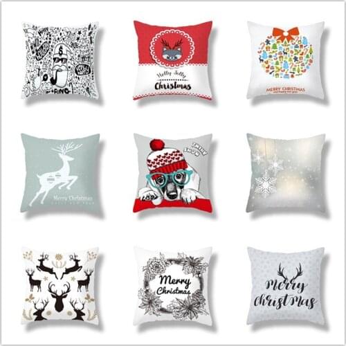 Christmas Cartoon Printing Throw Pillow Case Cushion Covers for Home Sofa Chair Decorative Pillowcases