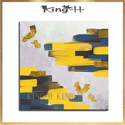 Hand-painted creation abstract oil painting modern yellow style home decoration simple elegant hotel painting art