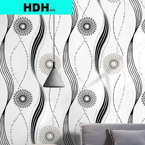 HDHome Circles Stripes Self-Adhesive Wallpaper Black/White Vinyl Wallpaper Peel & Stick Wallpaper Stitching Removable Wallpaper