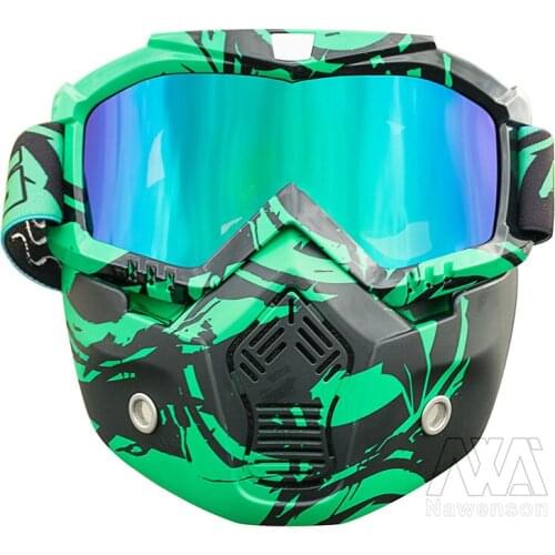 New arrival Mortorcycle Detachable Goggles and Mouth Filter for Open Face Helmet Motocross Ski Snowboard