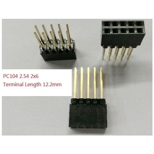 50 pcs 1.0 inch 2.54 mm Pitch 2x6 Pin 12 Pin Female Double Row Long Pin Header Strip PC104 Socket PCB Female Header