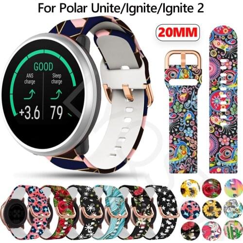 20mmReplacement Smart Watch Band For Polar Ignite/Unite Flower Printing Silicone Strap Polar Ignite 2 Wristband Accessories Belt