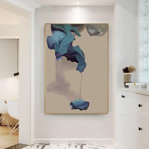 Modern Blue Flower Wall art Canvas Posters and Prints Big Size Custom Pictures Art Painting for Living Room Home Decor unframed