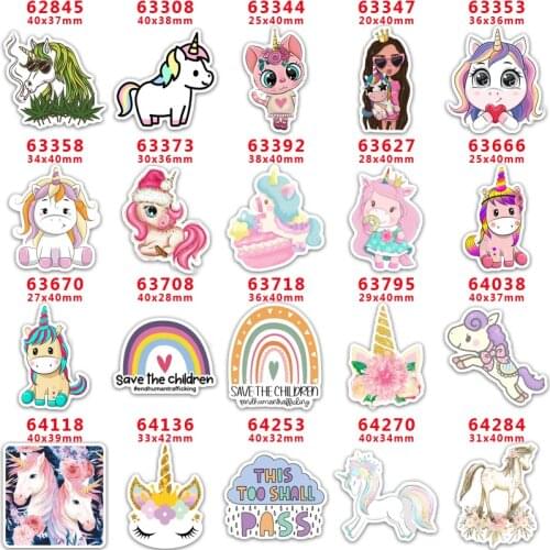 DIY Craft Supplies Sewing Accessories Cartoon Unicorn Printed Planar Resins Mold 30 Pieces. PR-62845