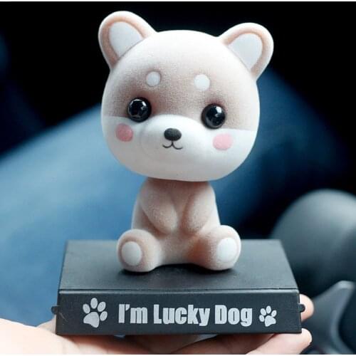 Car Ornaments Nodding Dog Bobblehead Car Dashboard Decor Toys Cartoon Puppy Wobble Shaking Head Dolls Auto Accessory Interior