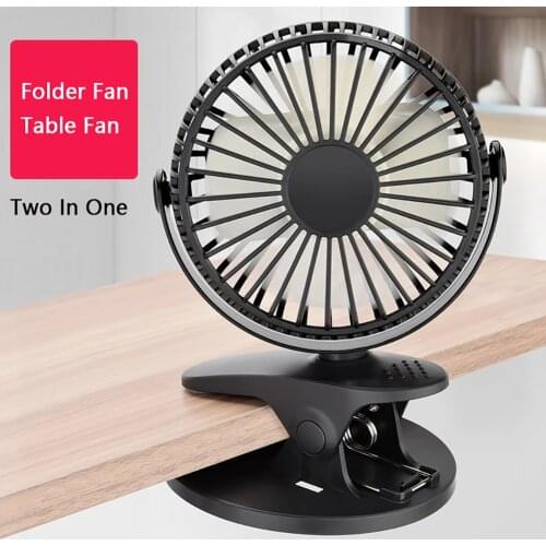 USB Fan Clip Cooling Rechargeable Clip Desktop Table Fan Portable Mini Clamp Fan 360 Degree Rotating Ventilator Air Cooler Fan