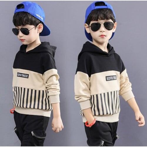 Spring Autumn Baby Outwear Boy Coat Children Girl Fashion Clothes Kids Letter Stripe Hooded Sweatershirt Toddler Jacket
