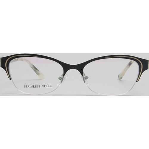 YOUTOP Womens Myopia Anti-Bule Ray Frame Females Fashion Round Eyeglasses Striped Stainless Steel eyewear Frame S6831