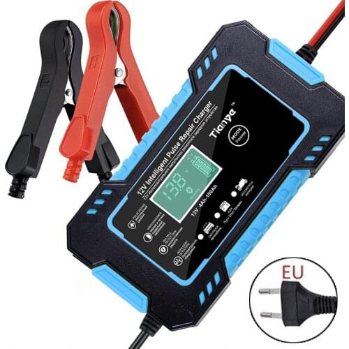 12V 6A Full Automatic Smart Car Battery Charger Intelligent LCD Display Power Puls Repair Charger For Wet Dry Lead Acid Battery