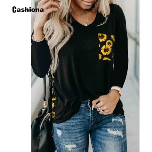 Plus size 4xl 5xl Womens Top New Patchwork Pocket T-shirt Long Sleeve Shirt Casual Pullovers 2021 Summer Tees Women Clothing