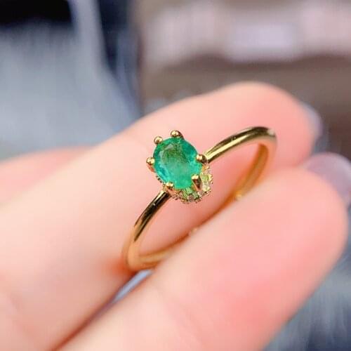 Shilovem 925 sterling silver real Natural Emerald Rings fine Jewelry women trendy wedding new wholesale 4*5mm jcj04056681agml